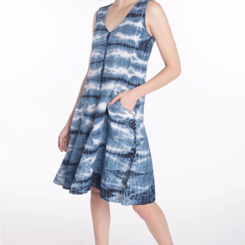 Luna Luz Blue and White Tie-Dye Dress
